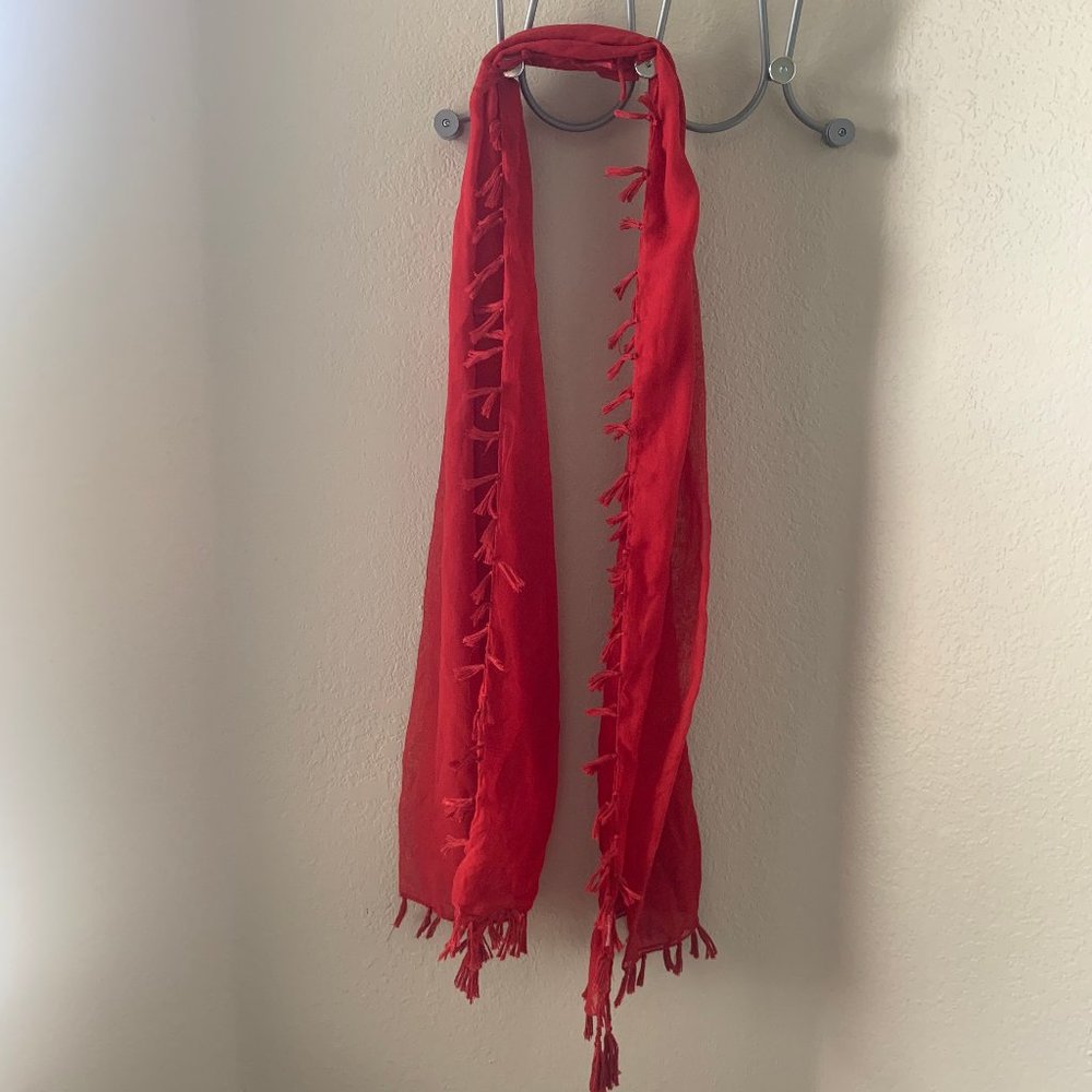 Red Fringe Scarf